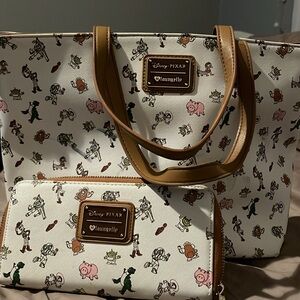 Loungefly Toy Story Tote and wallet *scuffs, needs TLC, Buzz Lightyear, Woody